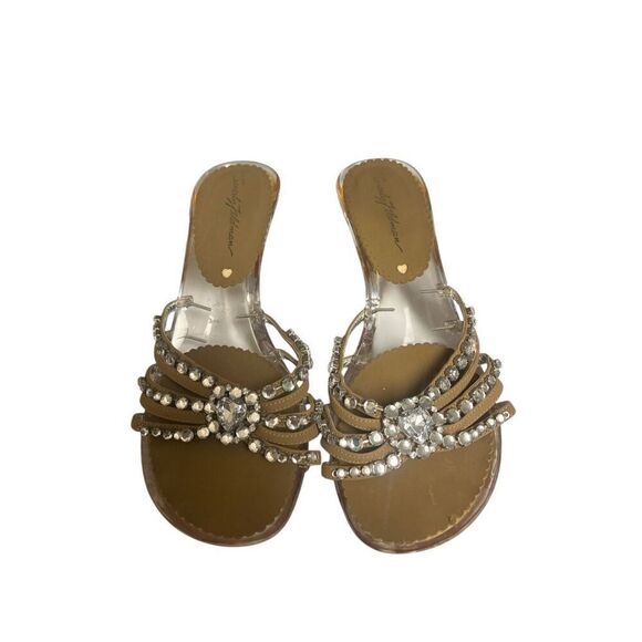 Beverly Feldman shoes clear with rhinestones sz 6-61/2 - Picture 1 of 6